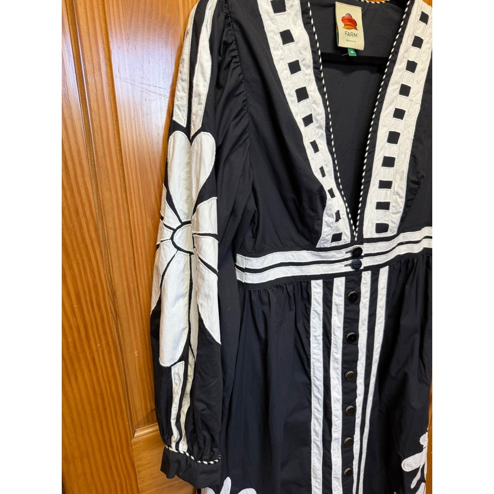 Farm Rio Black White Floral Embroidered Button Front Maxi Dress Medium 329136 - Picture 11 of 17